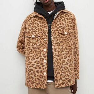 ALL SAINTS Apex Leopard Print Overshirt Button-Up Jacket | size S